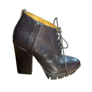 Alberto Fermani Italian Leather Lace-Up Bootie Plum Brown Victorian EU 35/ US 5